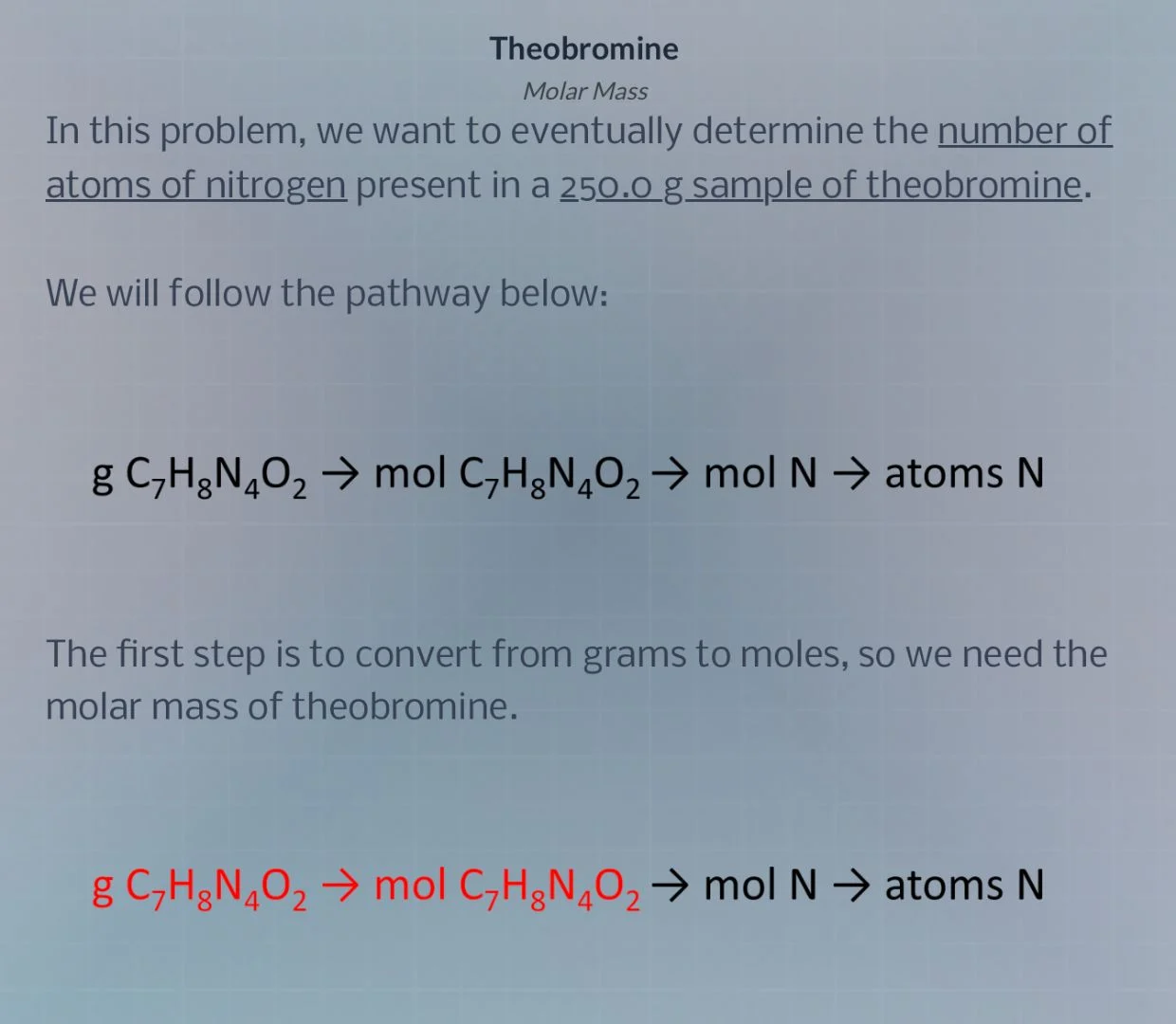 theobromine molar mass in this problem, we want to eventually determine…