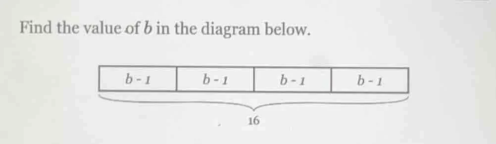 find the value of b in the diagram below. diagram: four rectangles each…