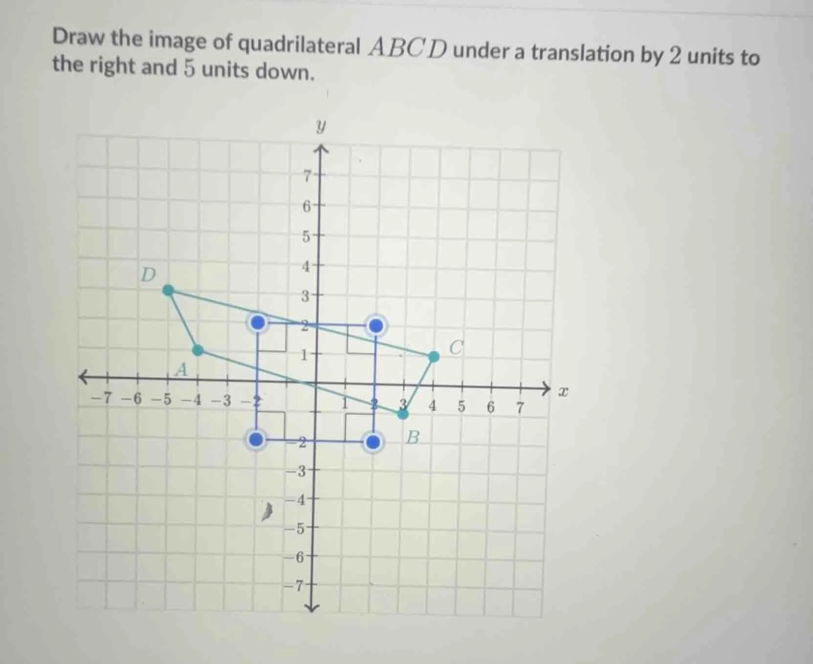 draw the image of quadrilateral abcd under a translation by 2 units to …
