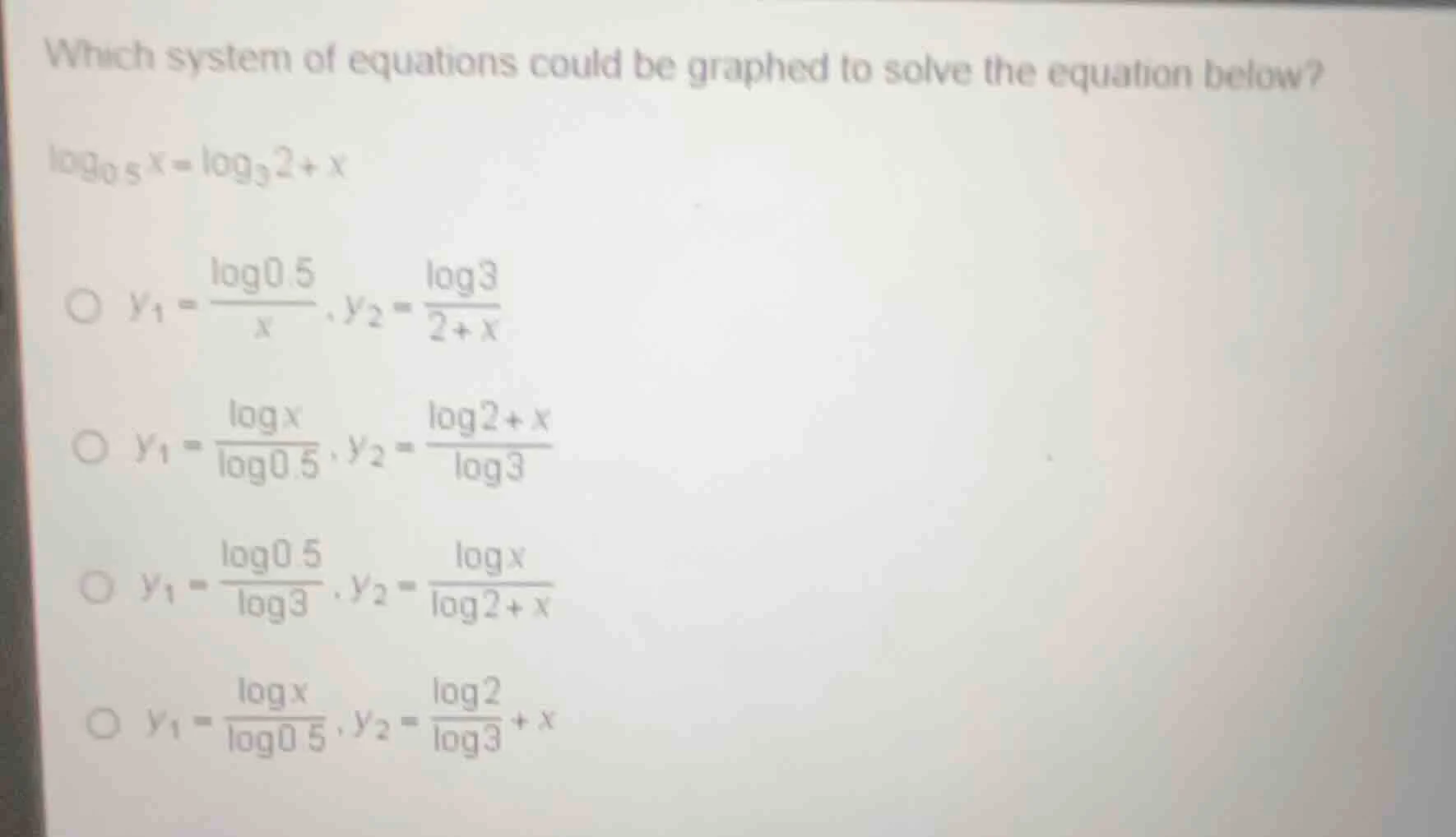 which system of equations could be graphed to solve the equation below?…