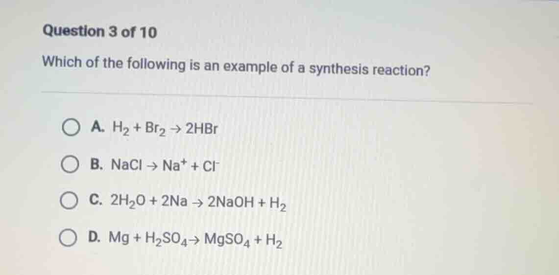 question 3 of 10 which of the following is an example of a synthesis re…