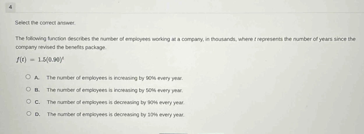 4 select the correct answer. the following function describes the numbe…