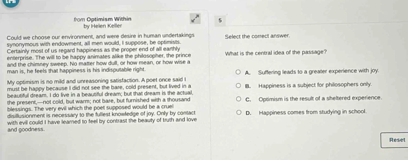 from optimism within by helen keller could we choose our environment, a…