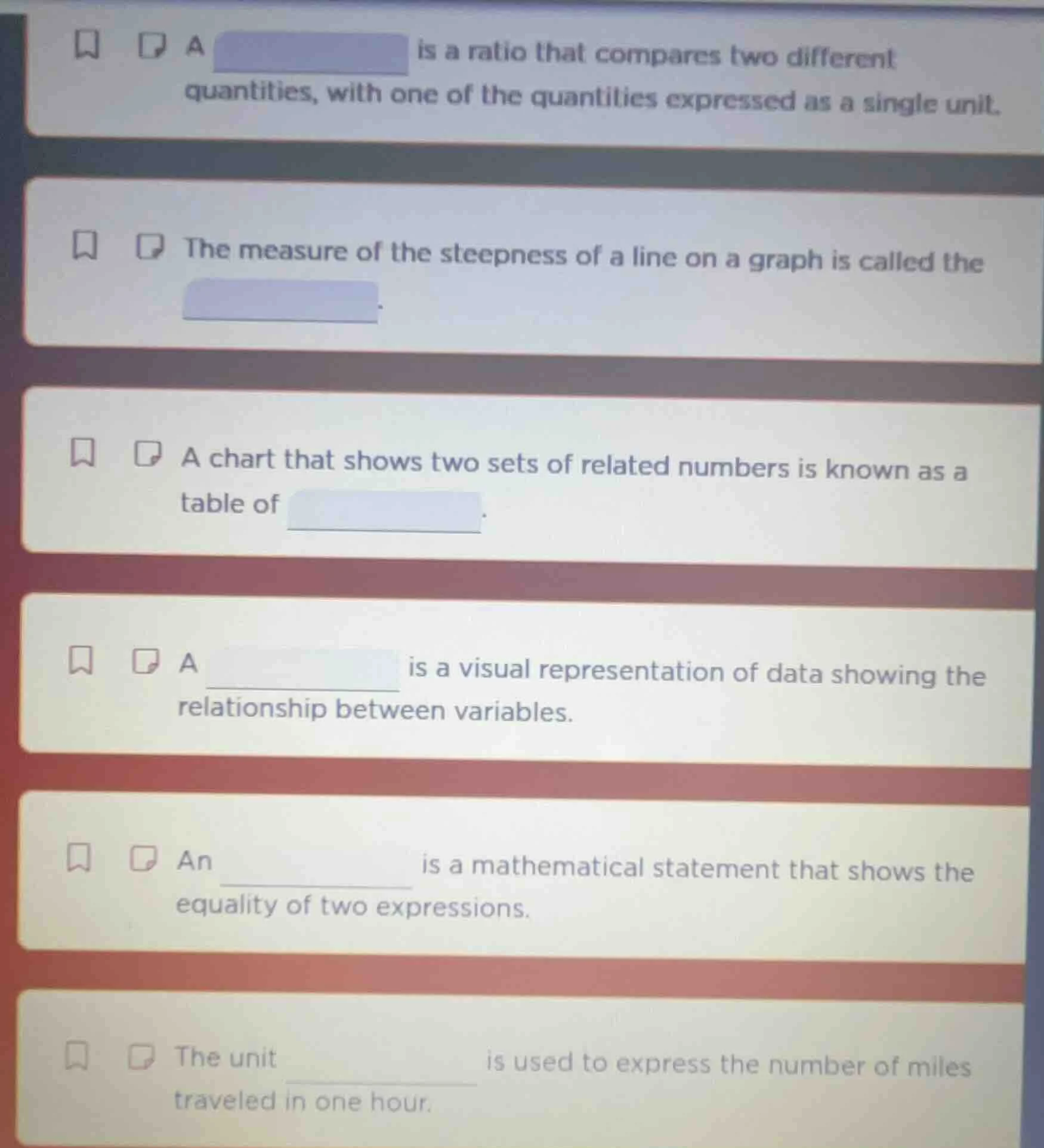 a is a ratio that compares two different quantities, with one of the qu…