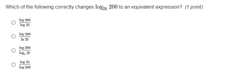 which of the following correctly changes \\(\\log_{25} 200\\) to an equ…
