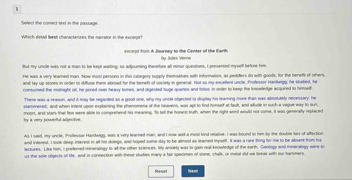 1 select the correct text in the passage. which detail best characteriz…