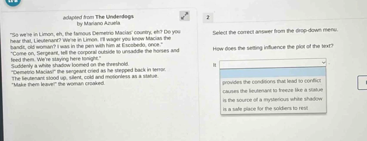adapted from the underdogs by mariano azuela \so were in limon, eh, the…