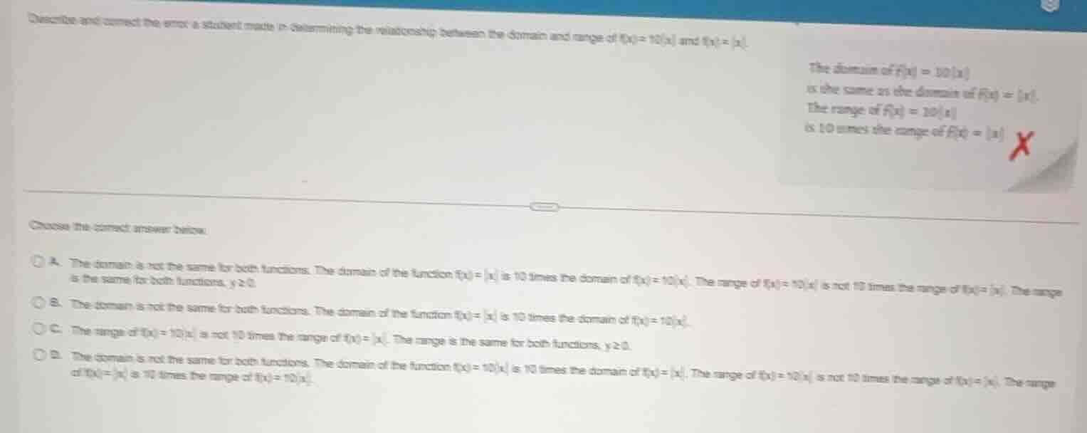 describe and correct the error a student made in determining the relati…