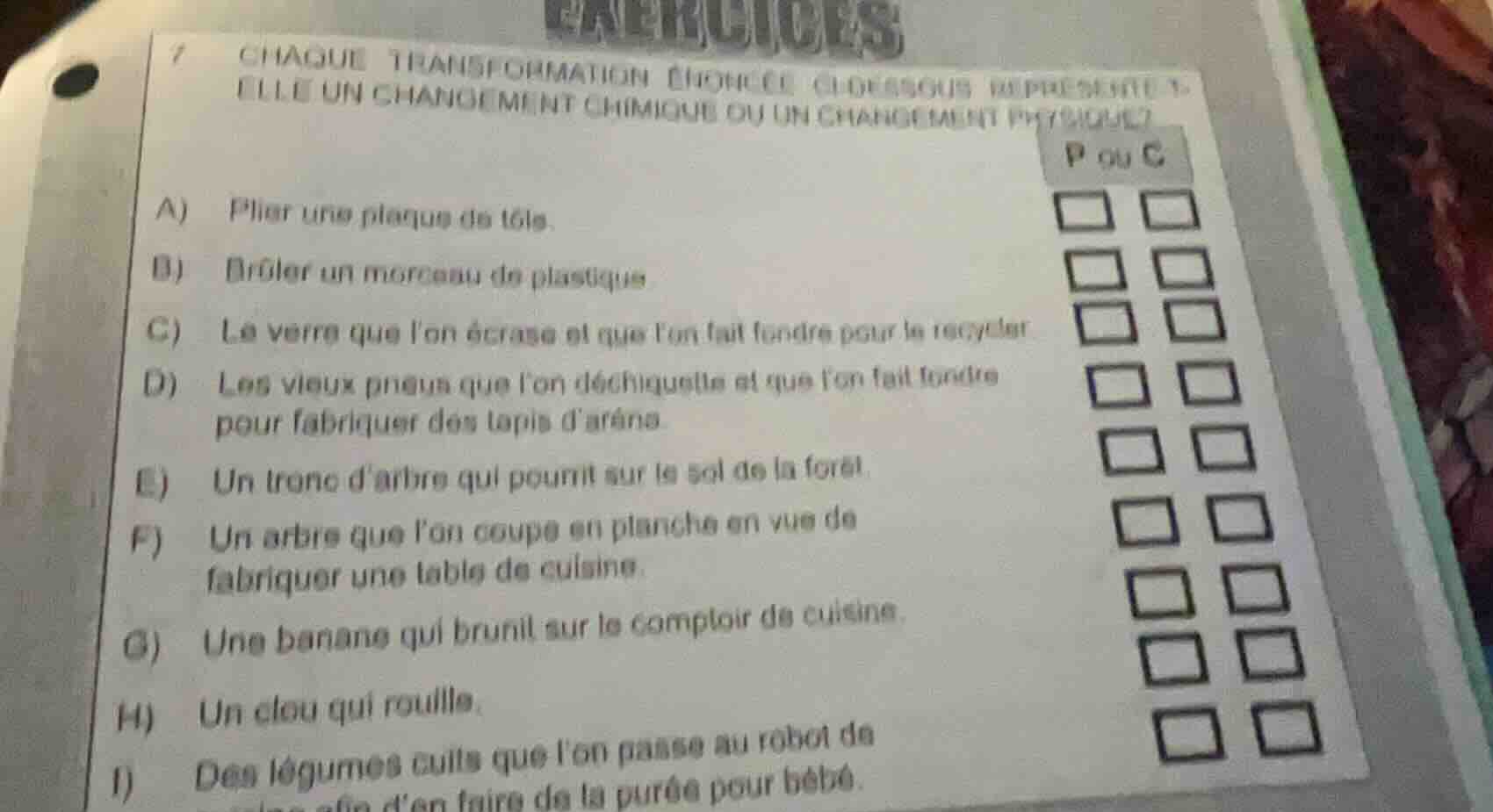 exercices 7 chaque transformation énoncée ci-dessous représente-t-elle …