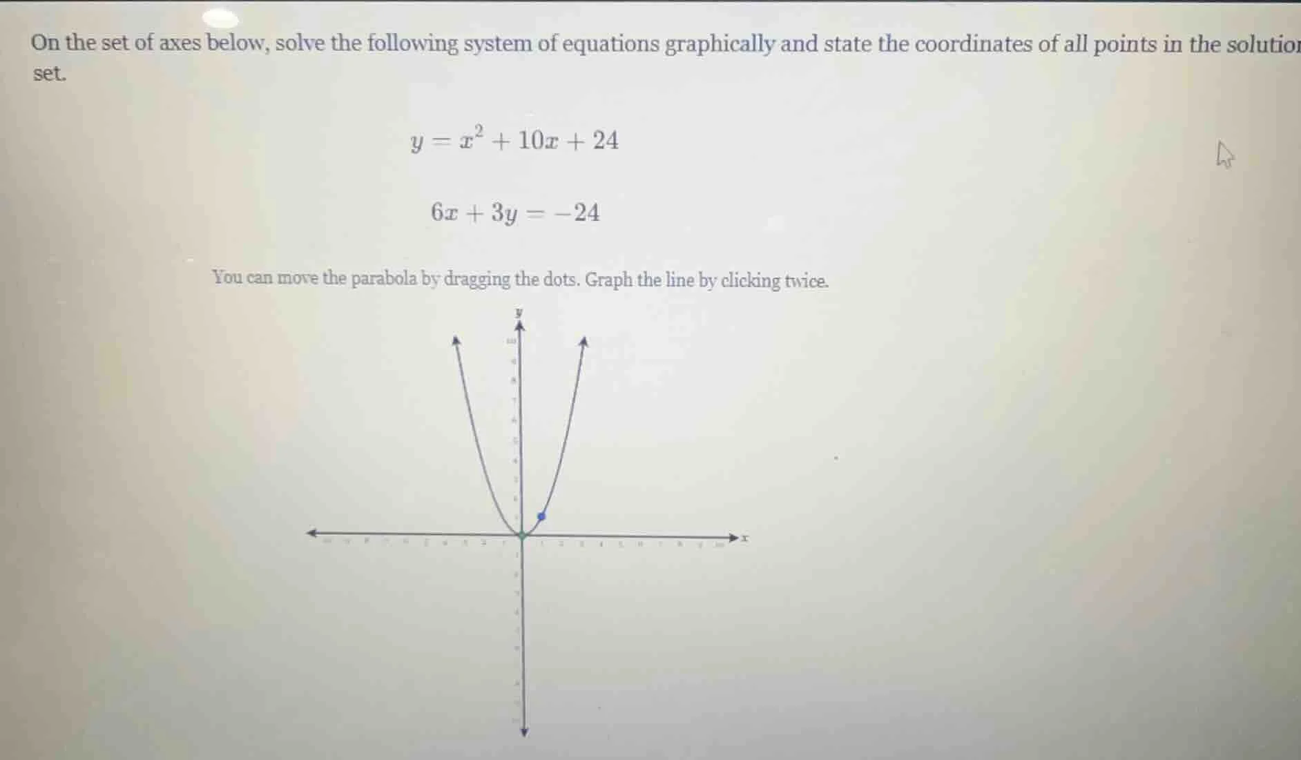 on the set of axes below, solve the following system of equations graph…