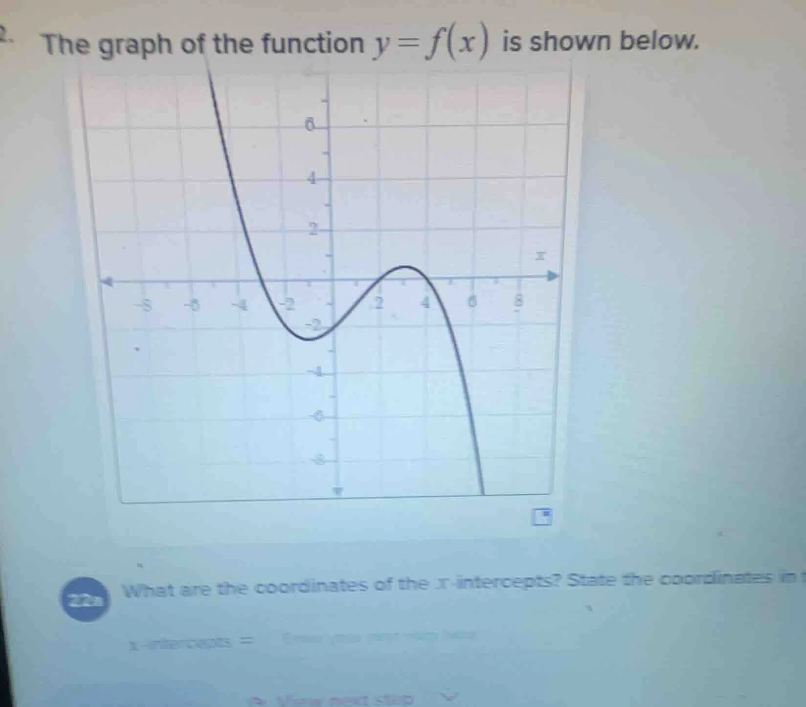 2. the graph of the function $y = f(x)$ is shown below. what are the co…