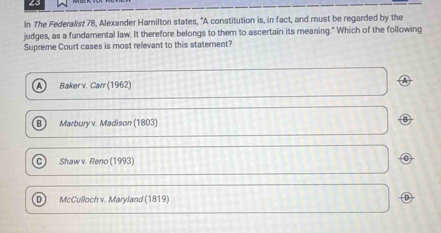 in the federalist 78, alexander hamilton states, \a constitution is, in…