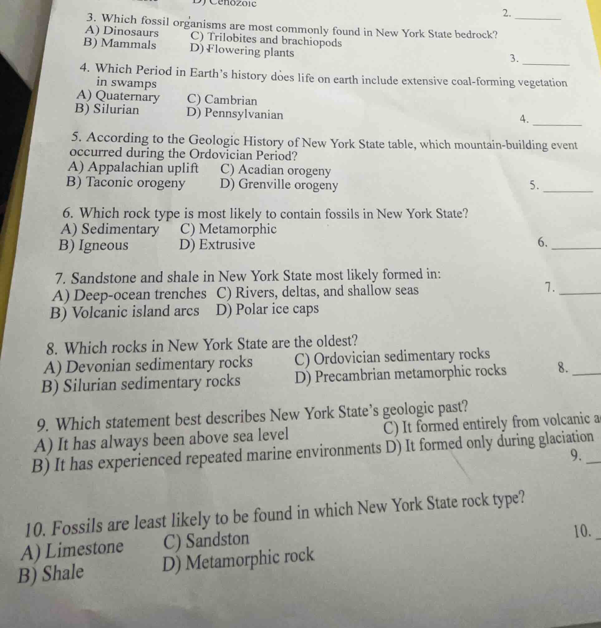 3. which fossil organisms are most commonly found in new york state bed…