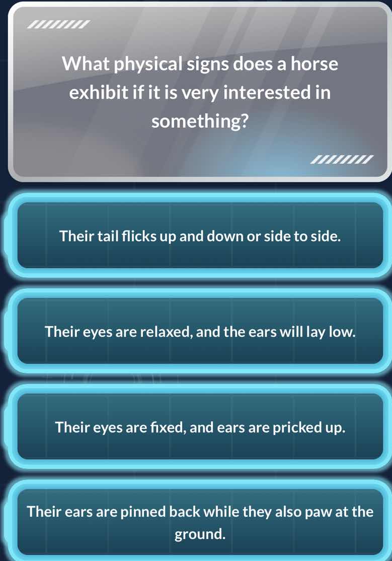 what physical signs does a horse exhibit if it is very interested in so…