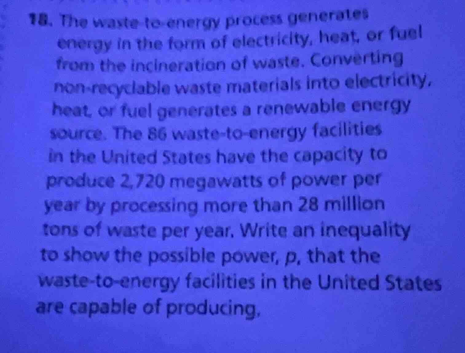 18. the waste - to - energy process generates energy in the form of ele…