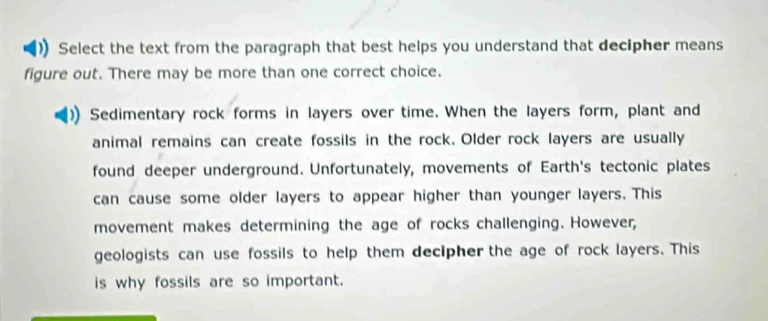 select the text from the paragraph that best helps you understand that …