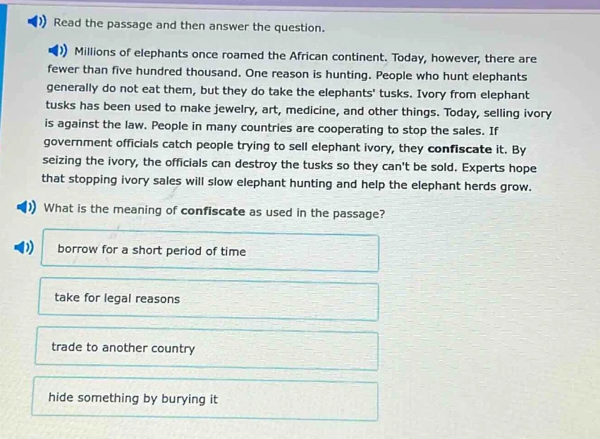 read the passage and then answer the question. millions of elephants on…