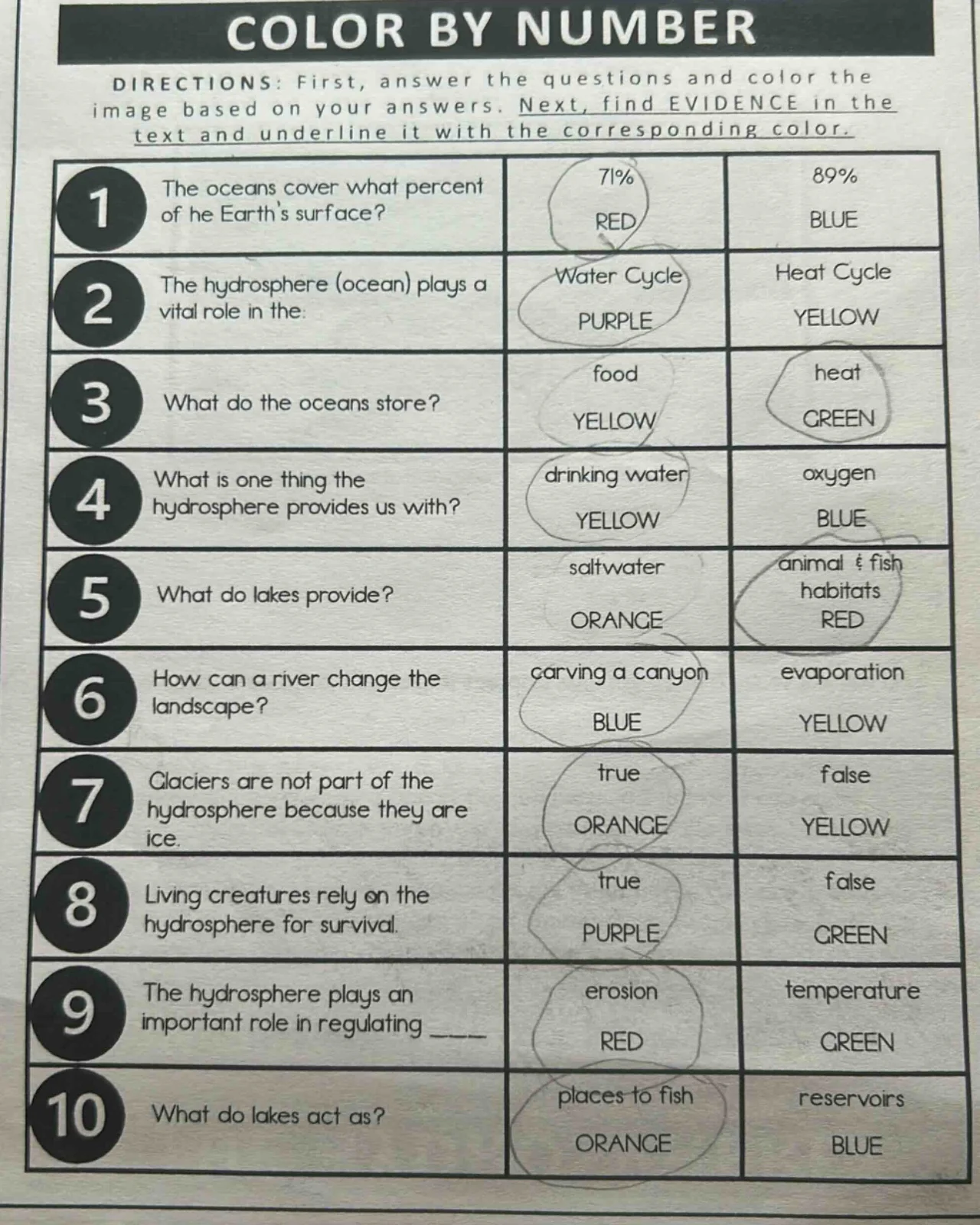 color by number directions: first, answer the questions and color the i…