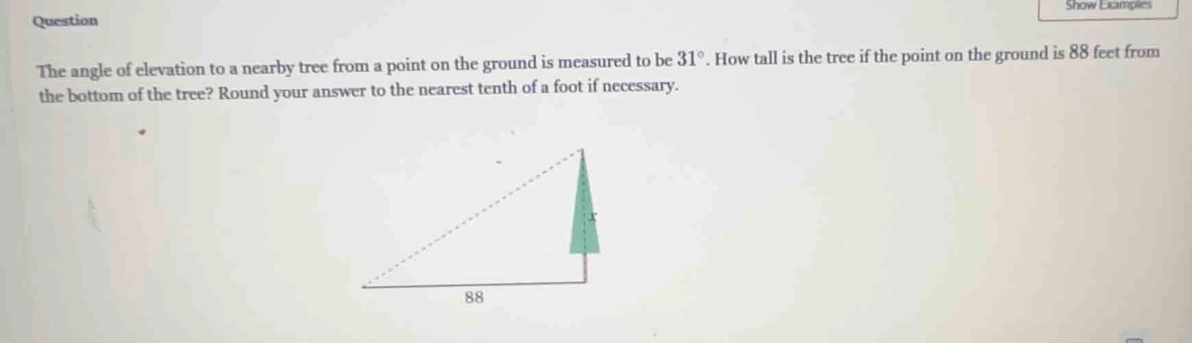 question the angle of elevation to a nearby tree from a point on the gr…
