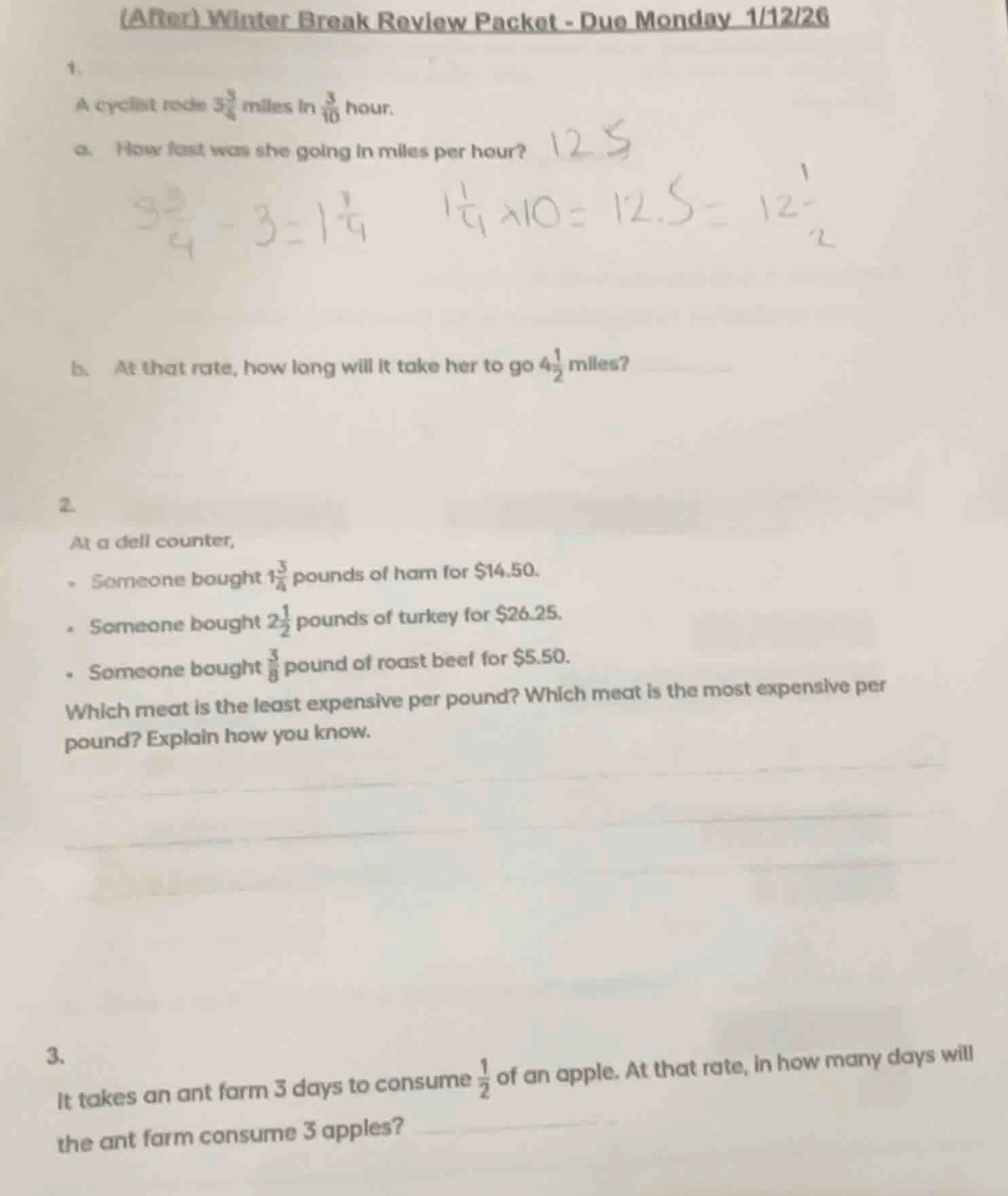 (after) winter break review packet - due monday 1/12/26 1. a cyclist ro…