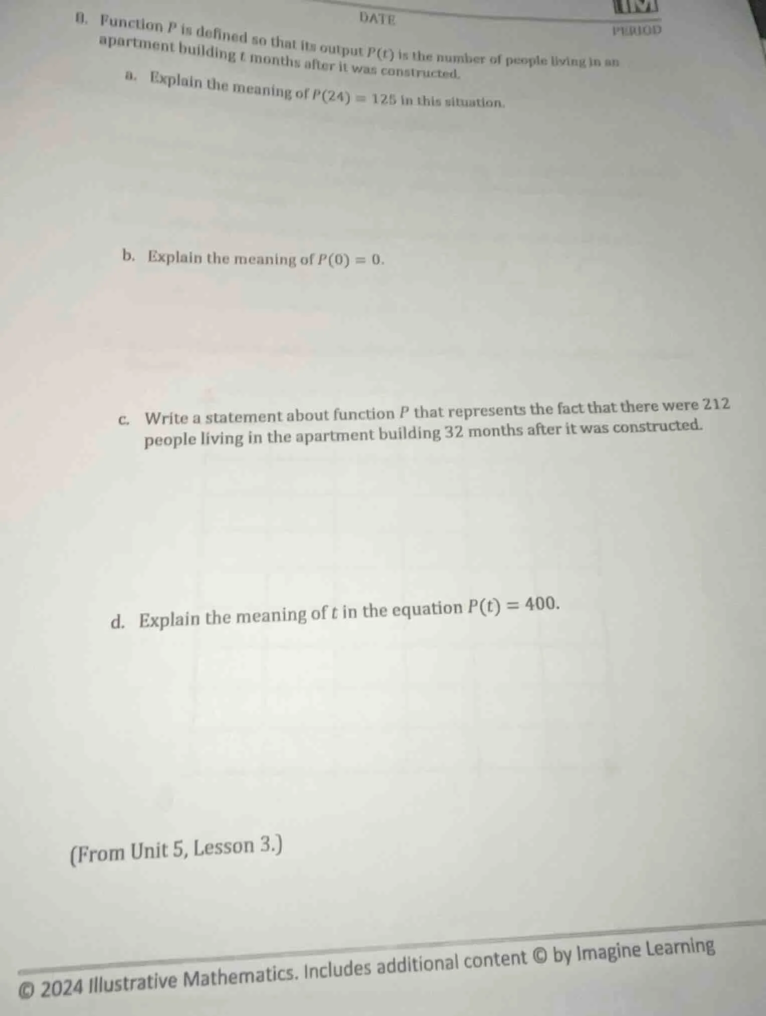 6. function p is defined so that its output p(t) is the number of peopl…