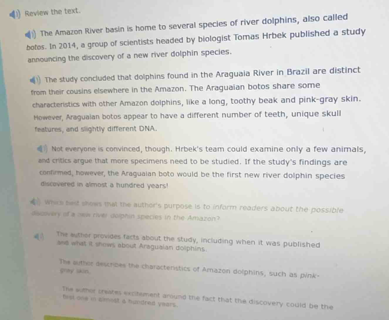 review the text. the amazon river basin is home to several species of r…