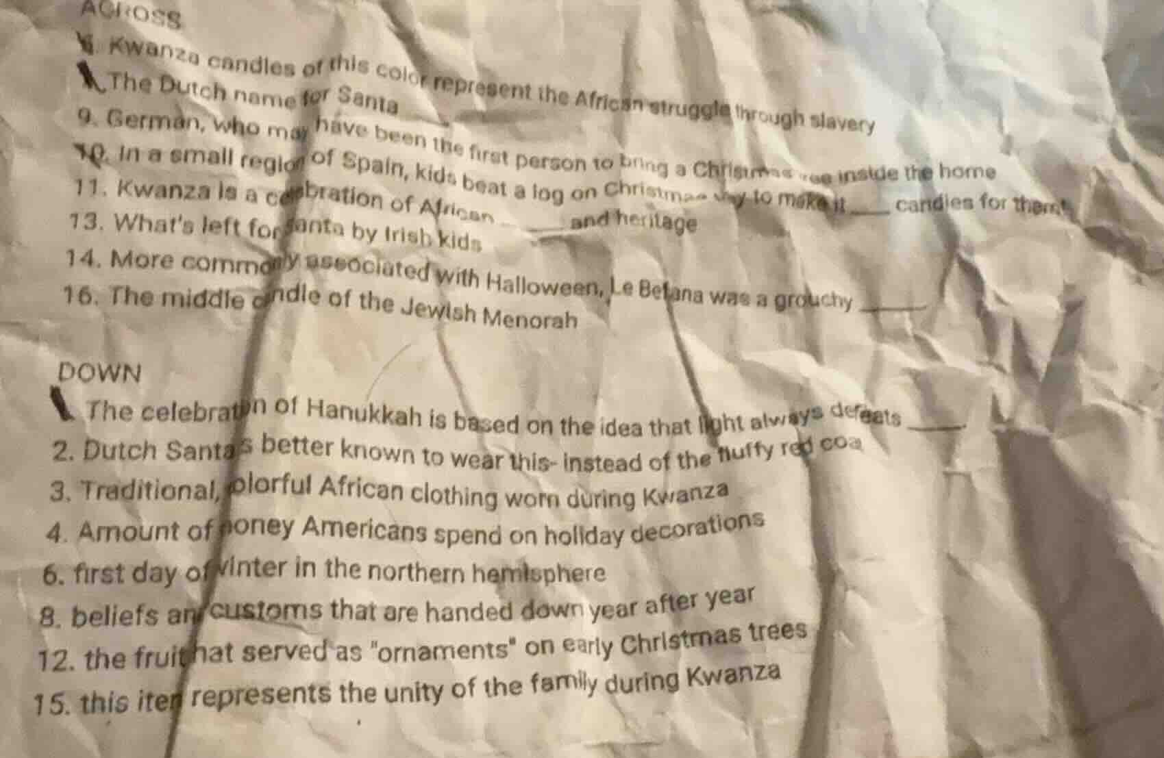 across 5. kwanzaa candles of this color represent the african struggle …