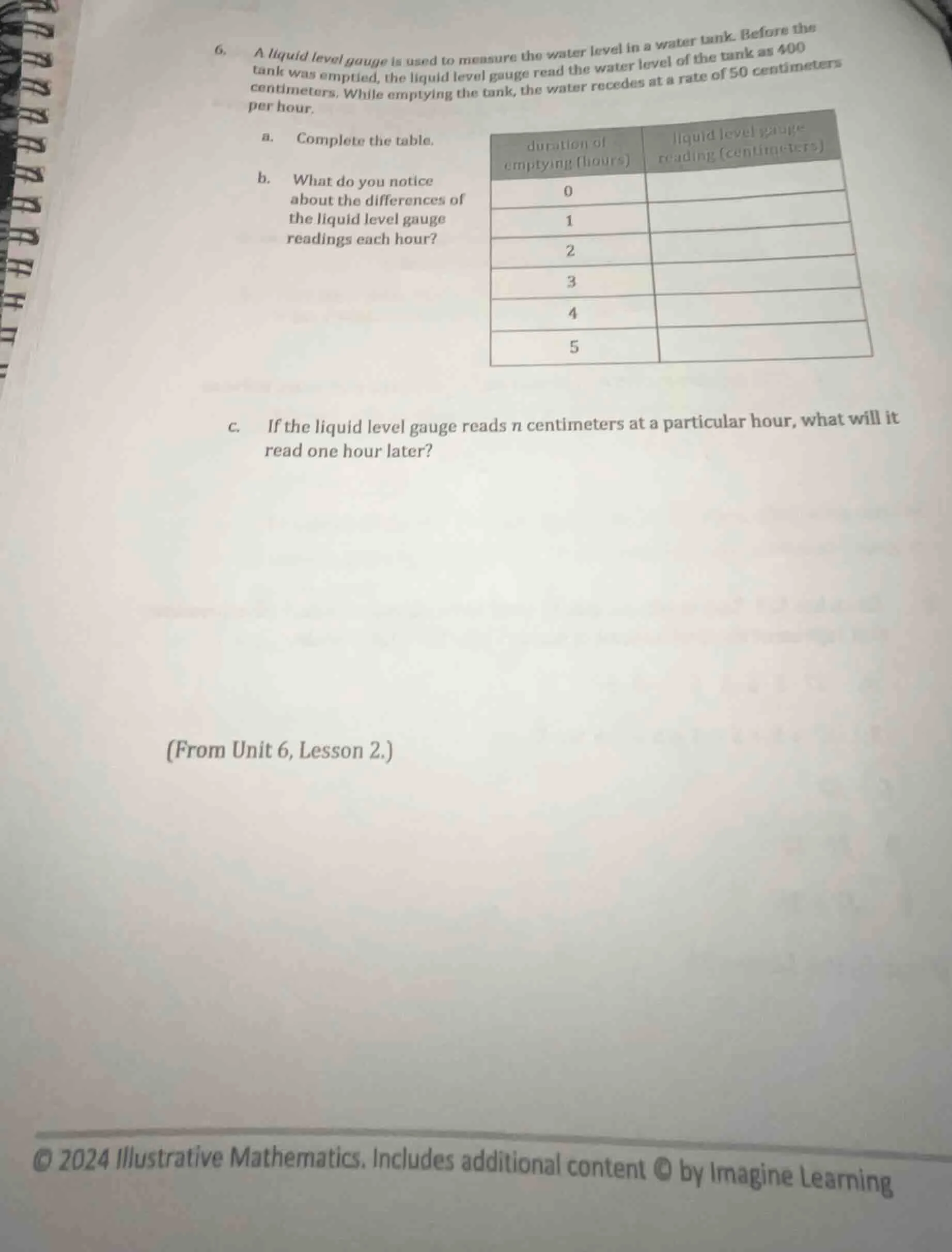 6. a liquid level gauge is used to measure the water level in a water t…