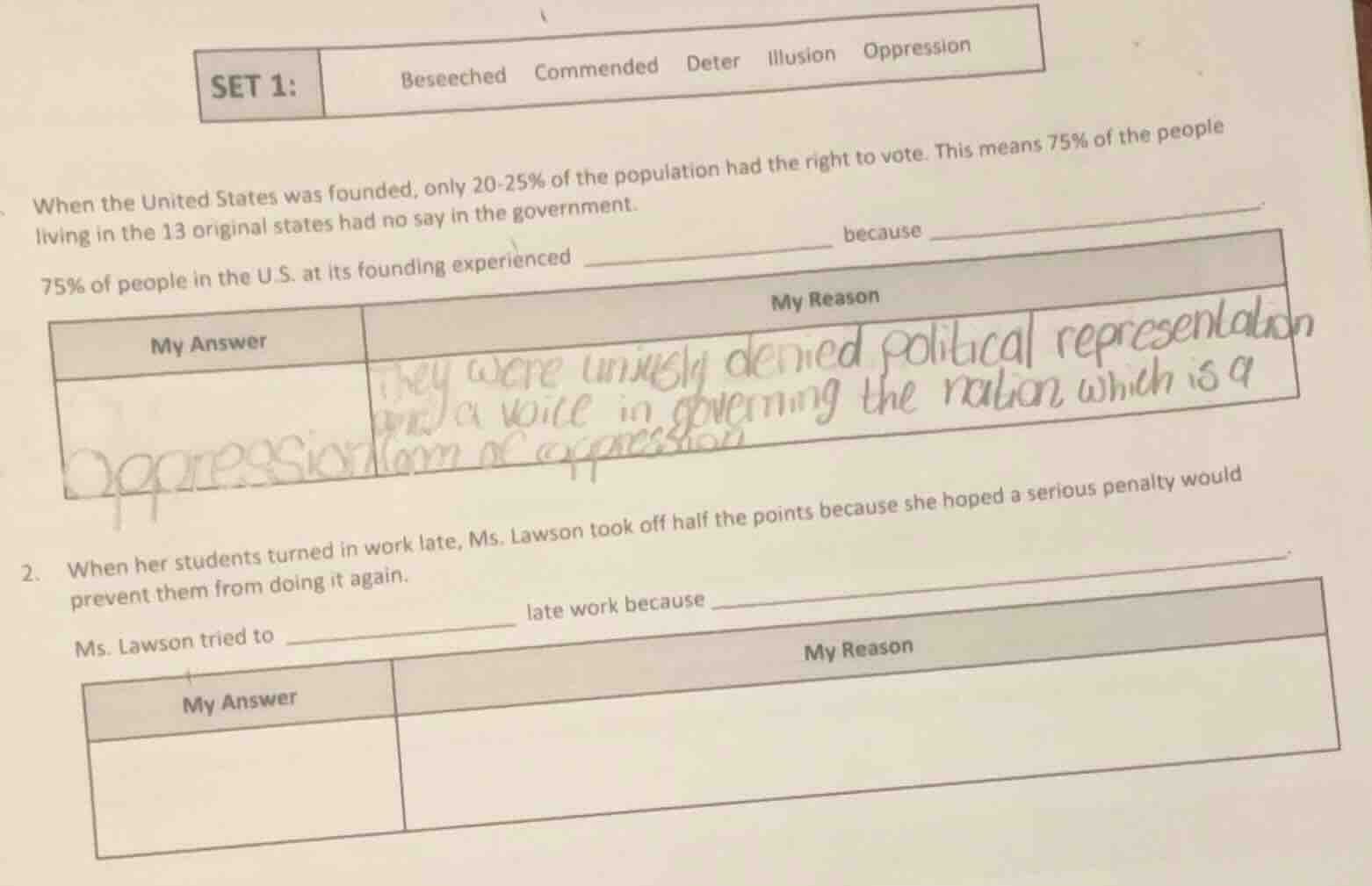 set 1: beseeched commended deter illusion oppression when the united st…