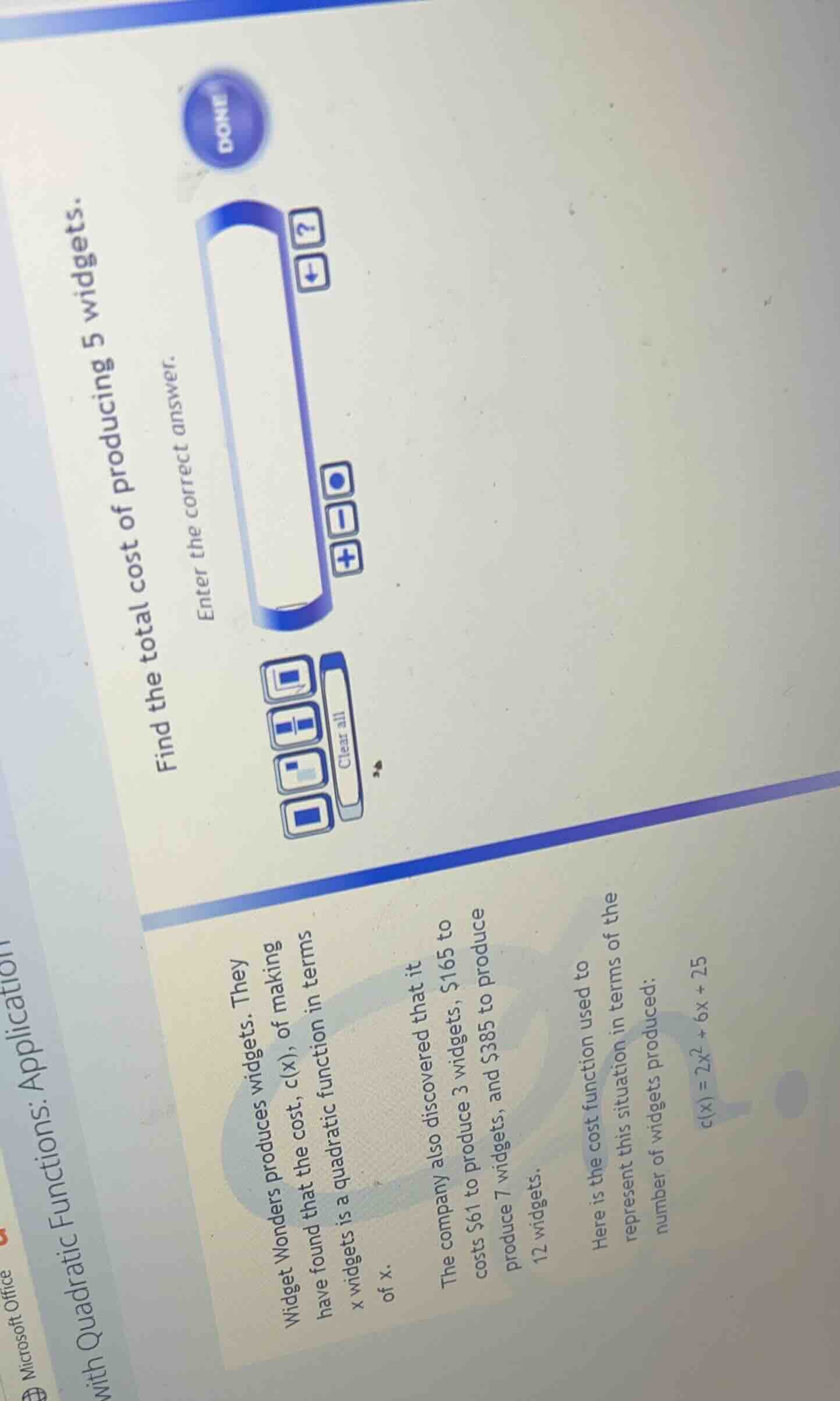quadratic functions: application widget wonders produces widgets. they …