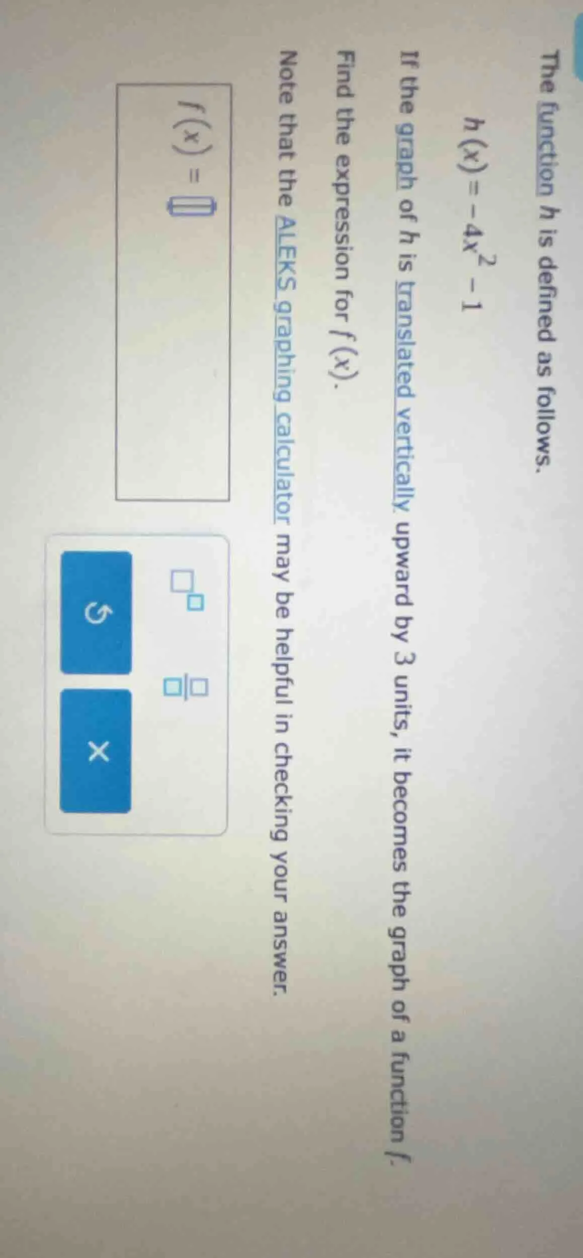 the function h is defined as follows. ( h(x) = -4x^2 - 1 ) if the graph…