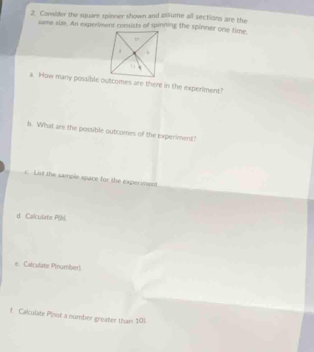2. consider the square spinner shown and assume all sections are the sa…