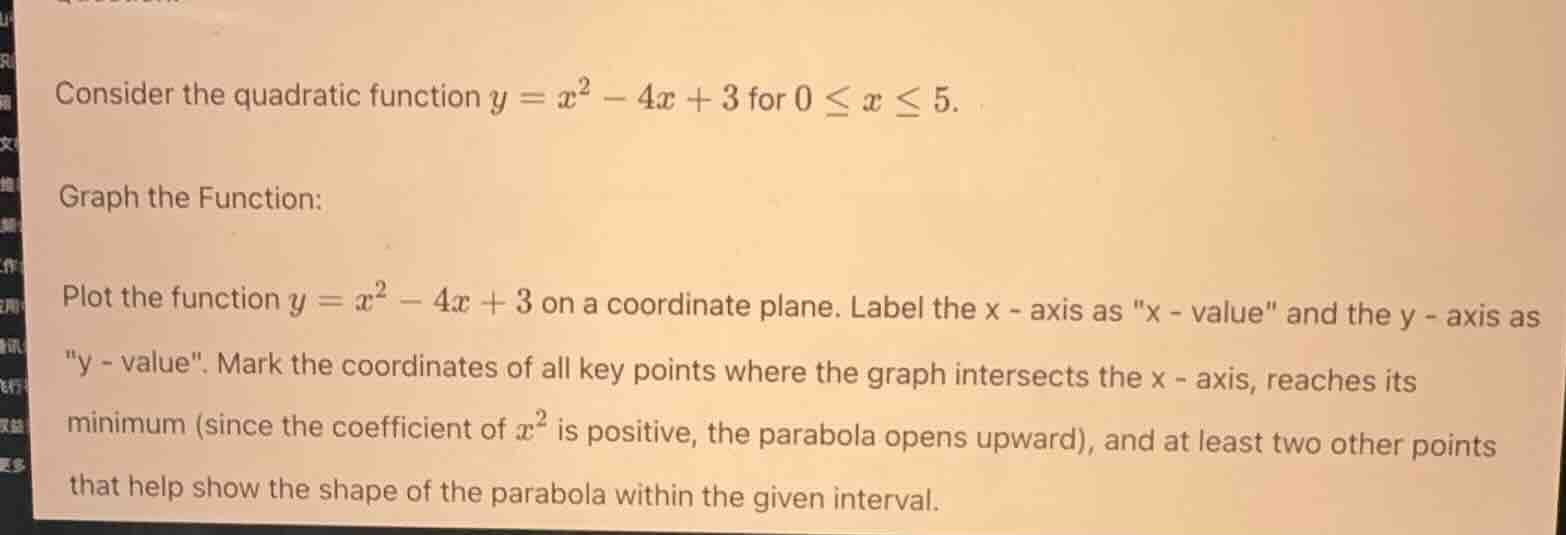 consider the quadratic function $y = x^2 - 4x + 3$ for $0 \\leq x \\leq…