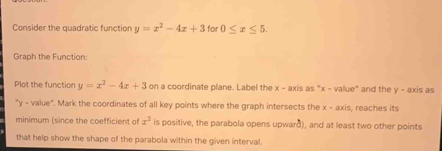 consider the quadratic function $y = x^2 - 4x + 3$ for $0 \\leq x \\leq…