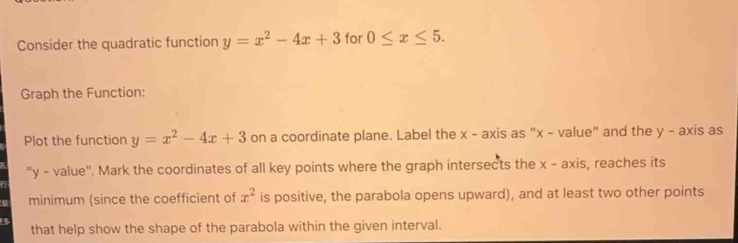 consider the quadratic function $y = x^2 - 4x + 3$ for $0 \\leq x \\leq…