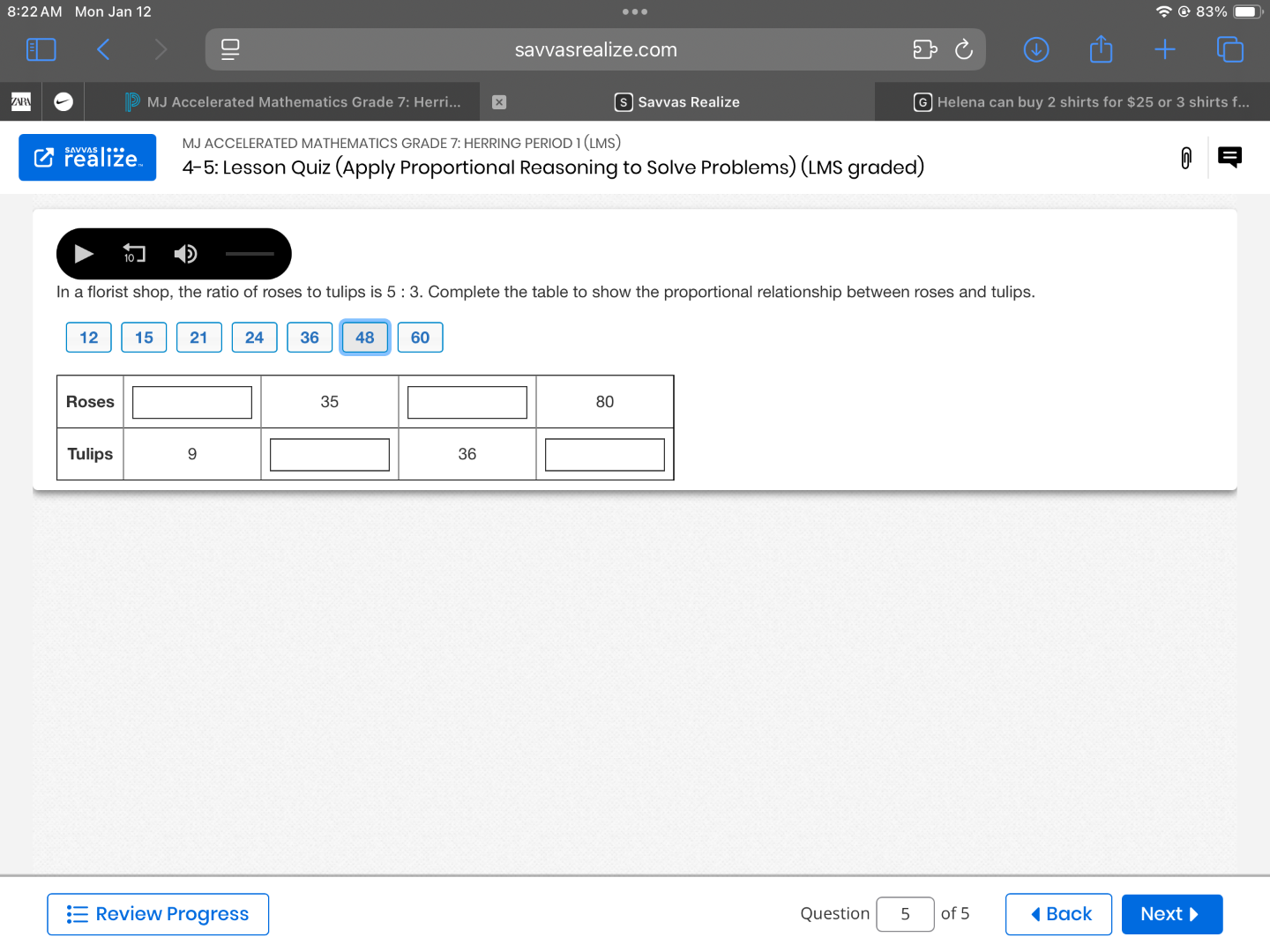 in a florist shop, the ratio of roses to tulips is 5 : 3. complete the …