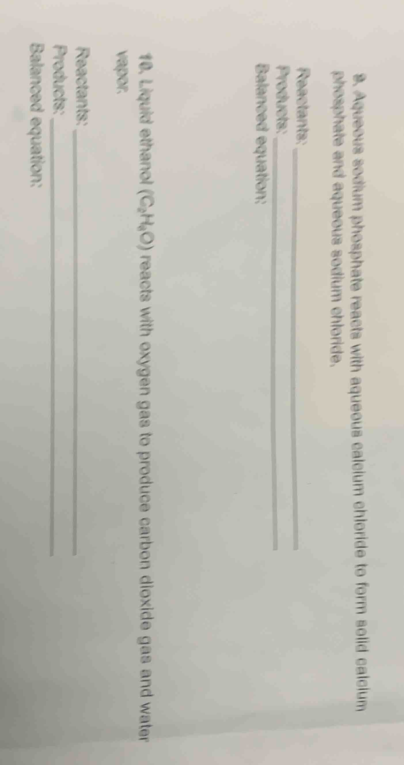 8. aqueous sodium phosphate reacts with aqueous calcium chloride to for…
