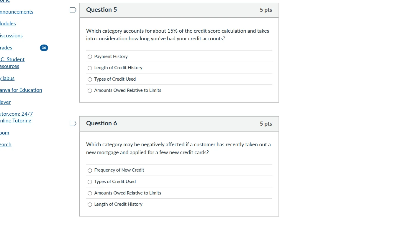 question 5 5 pts which category accounts for about 15% of the credit sc…
