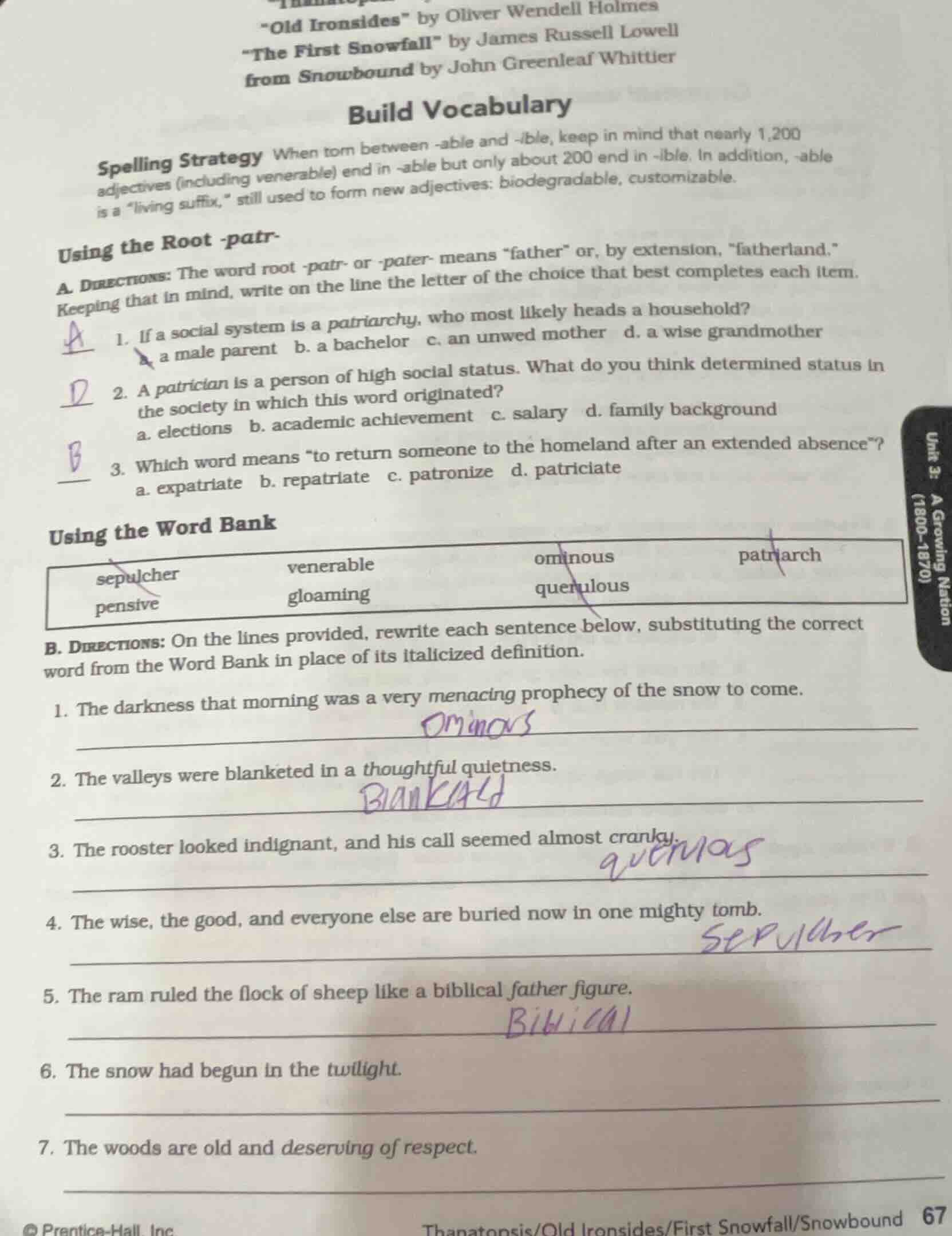 “old ironsides” by oliver wendell holmes “the first snowfall” by james …