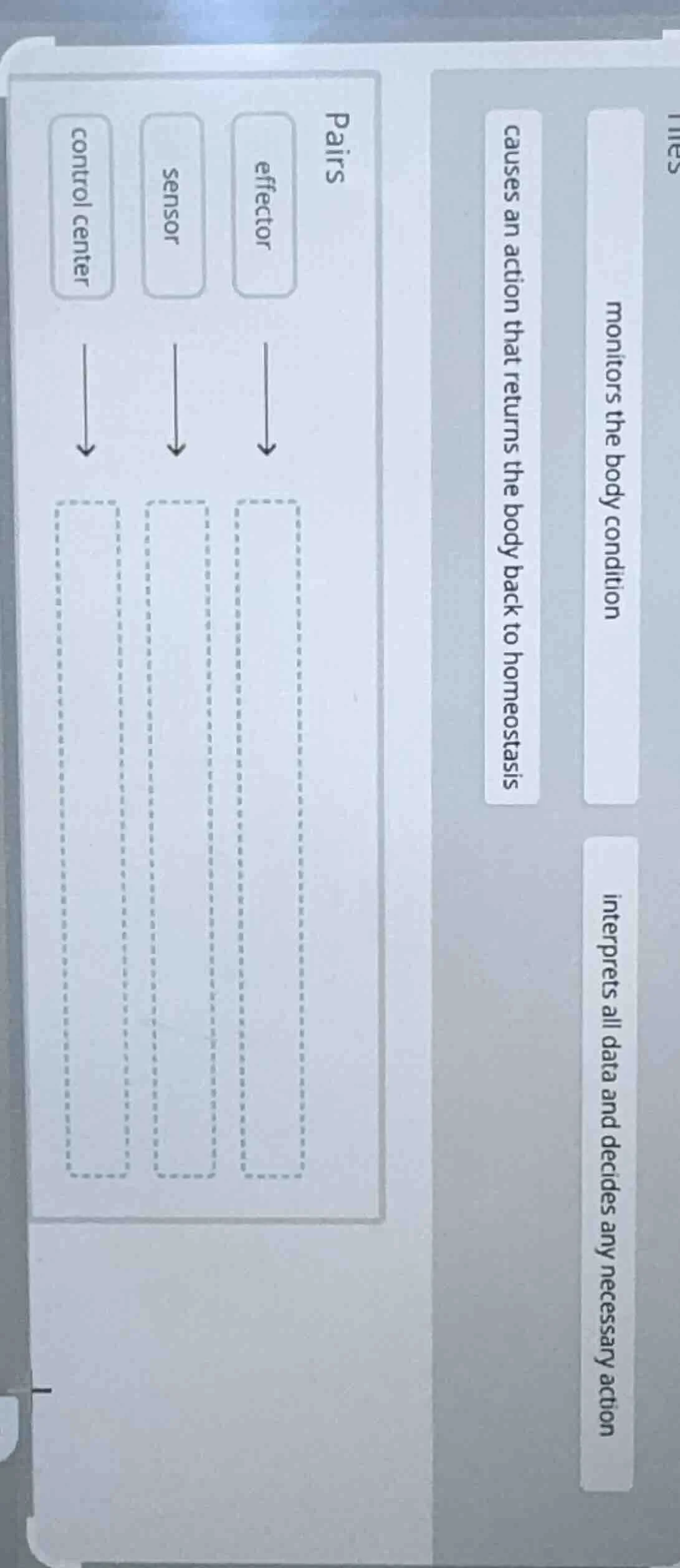 pairs effector sensor control center causes an action that returns the …