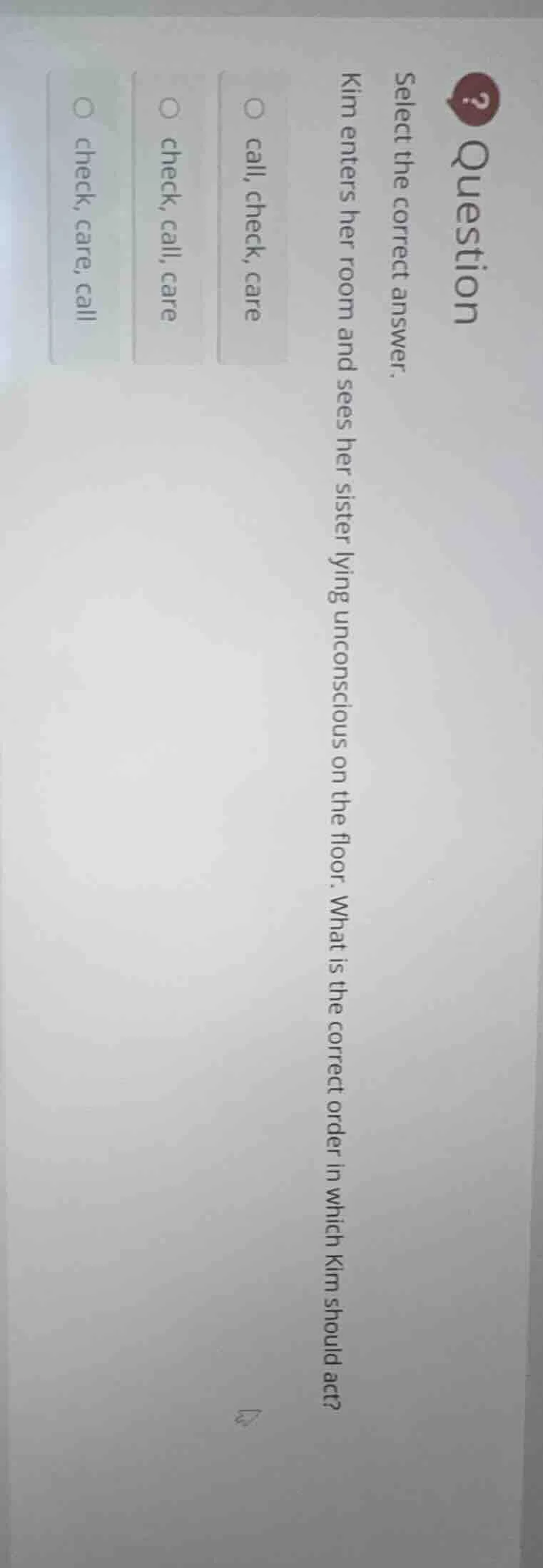 question select the correct answer. kim enters her room and sees her si…