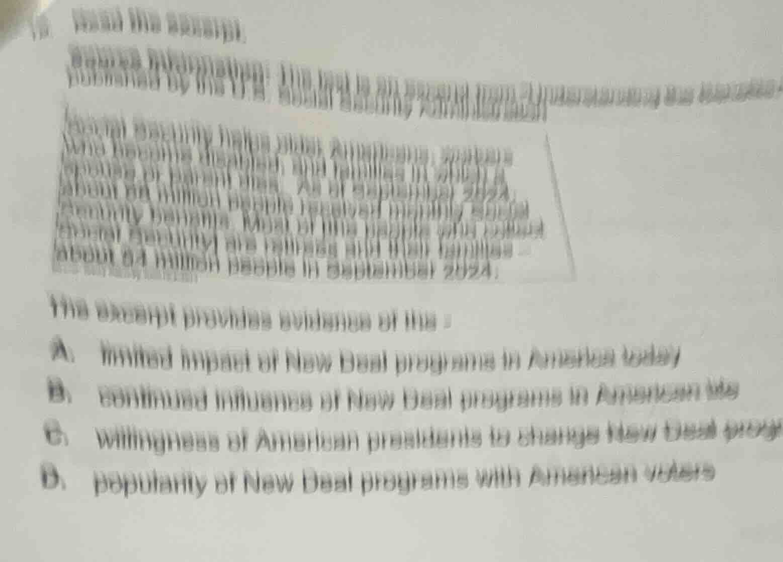 the excerpt provides evidence of the : a. limited impact of new deal pr…