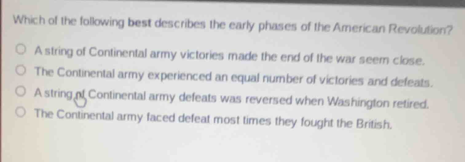 which of the following best describes the early phases of the american …