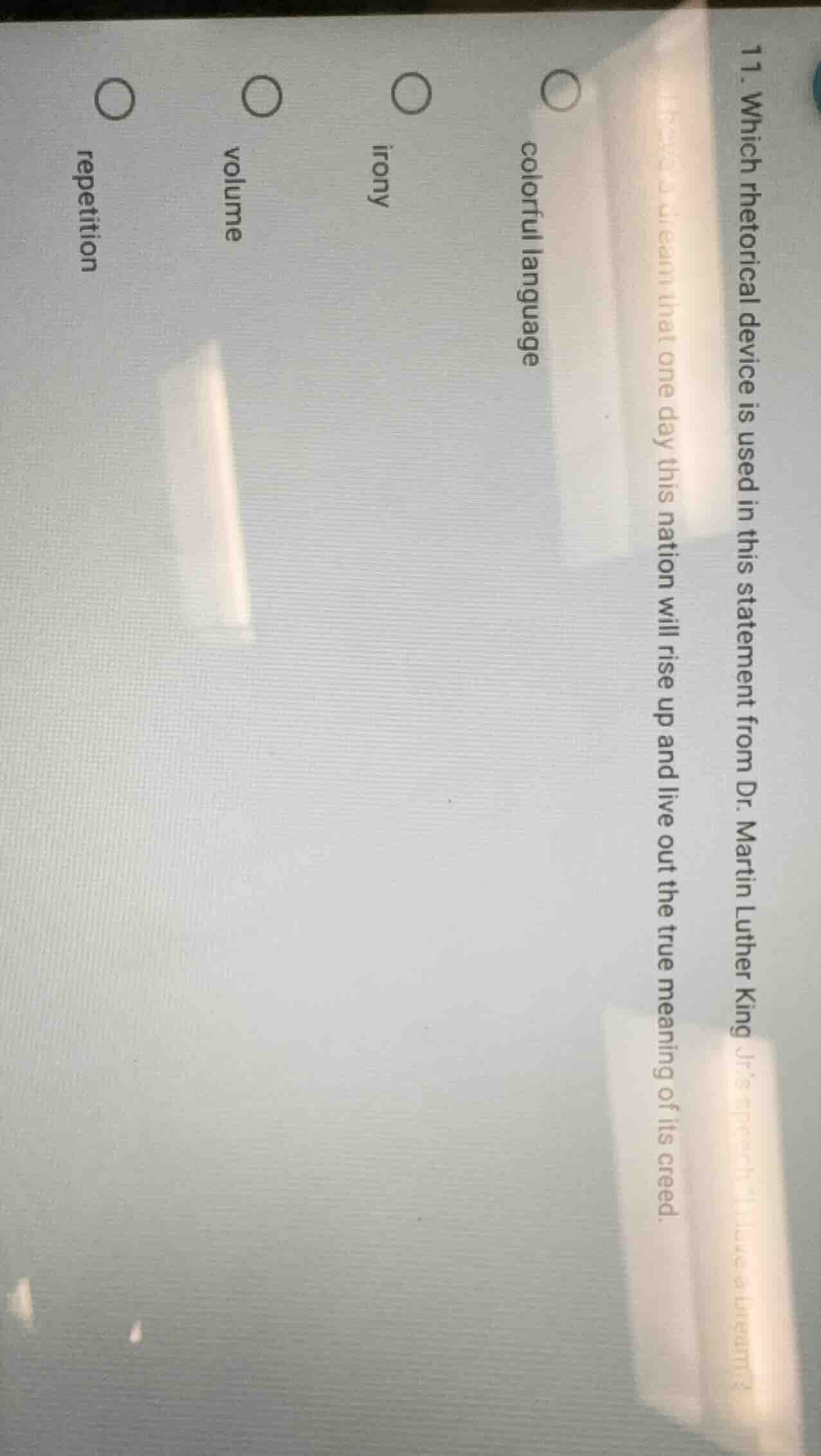 11. which rhetorical device is used in this statement from dr. martin l…