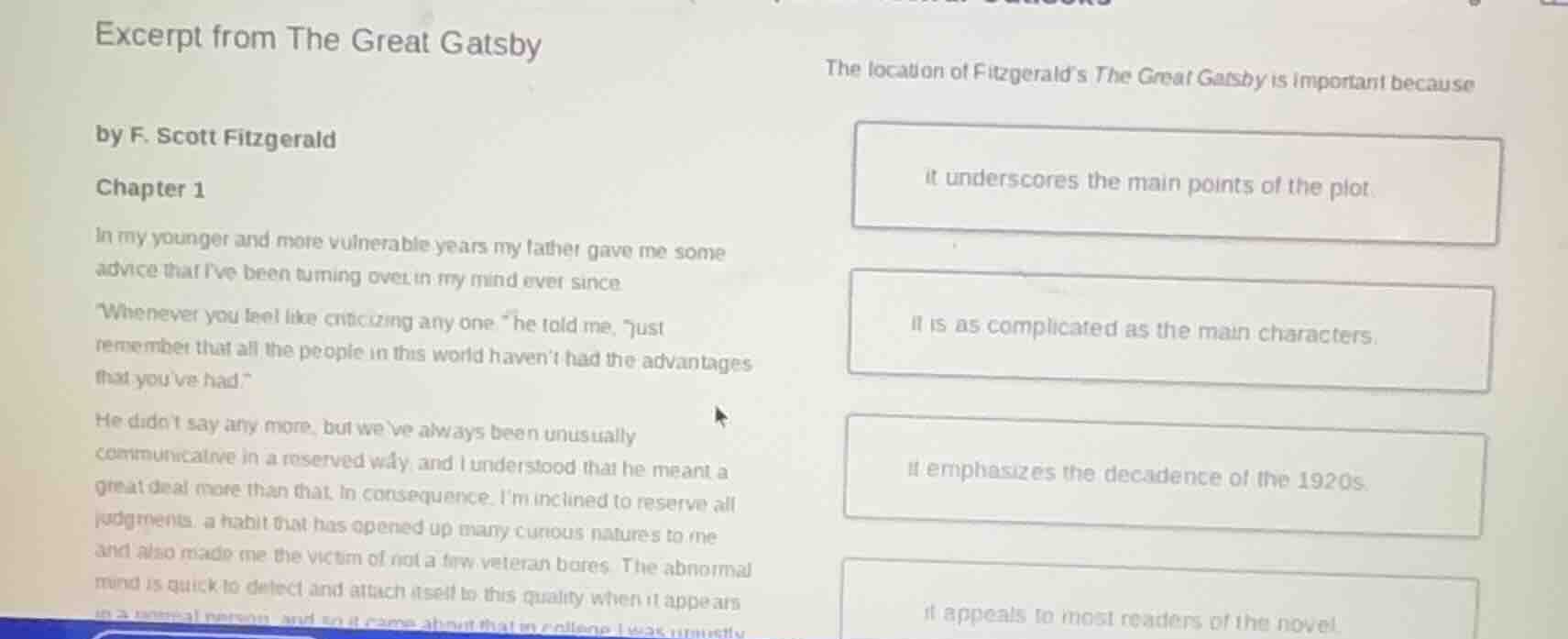 excerpt from the great gatsby by f. scott fitzgerald chapter 1 in my yo…