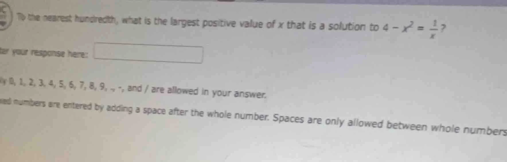 to the nearest hundredth, what is the largest positive value of x that …