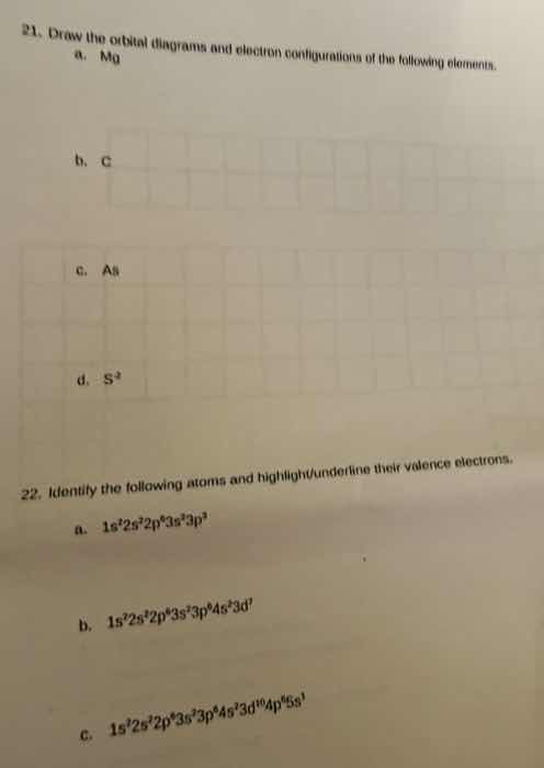 21. draw the orbital diagrams and electron configurations of the follow…
