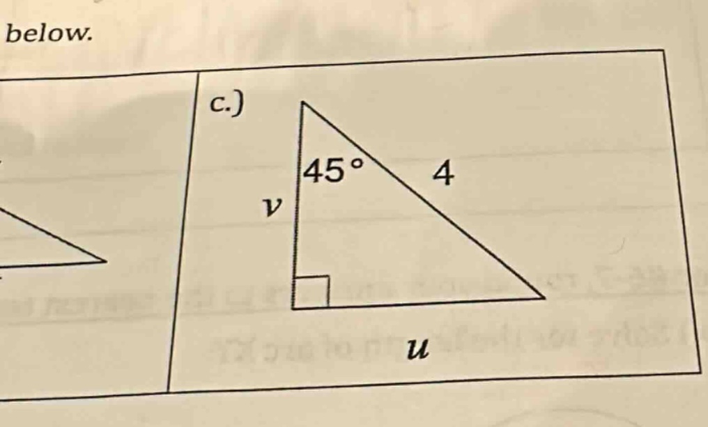 below. c.)