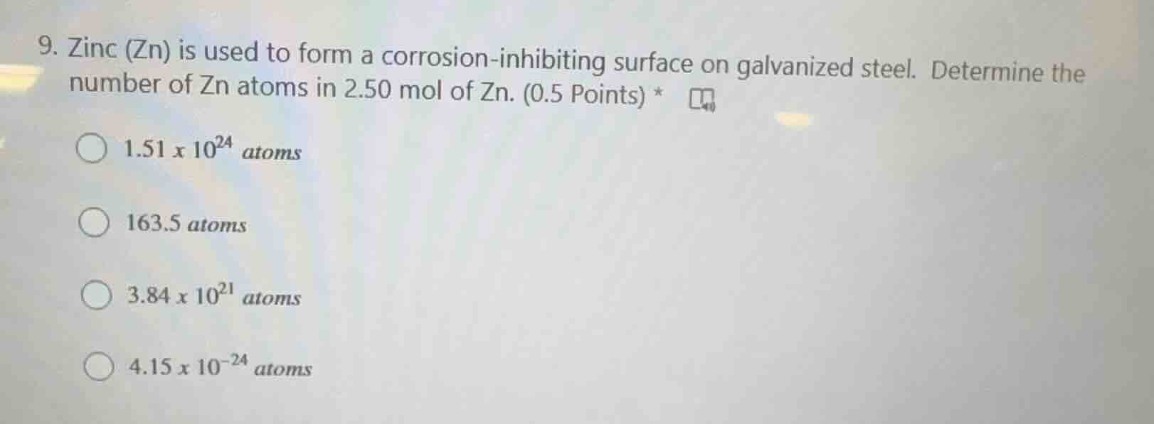 9. zinc (zn) is used to form a corrosion-inhibiting surface on galvaniz…
