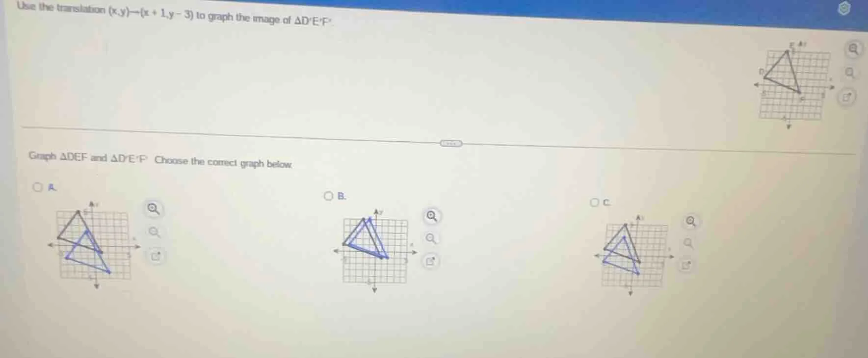 use the translation (x,y)→(x + 1,y - 3) to graph the image of δdef. gra…